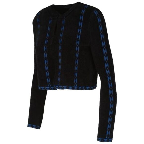 Maje Cardigan Geometric-Print Cardigan Black Large - Picture 14 of 15